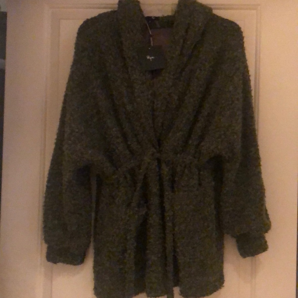 Hooded, Drawstring Sweater Jacket